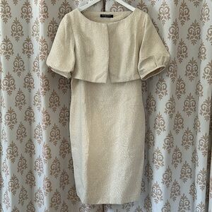 Ellen Tracy ivory and metallic gold 2 piece dress/suit 10